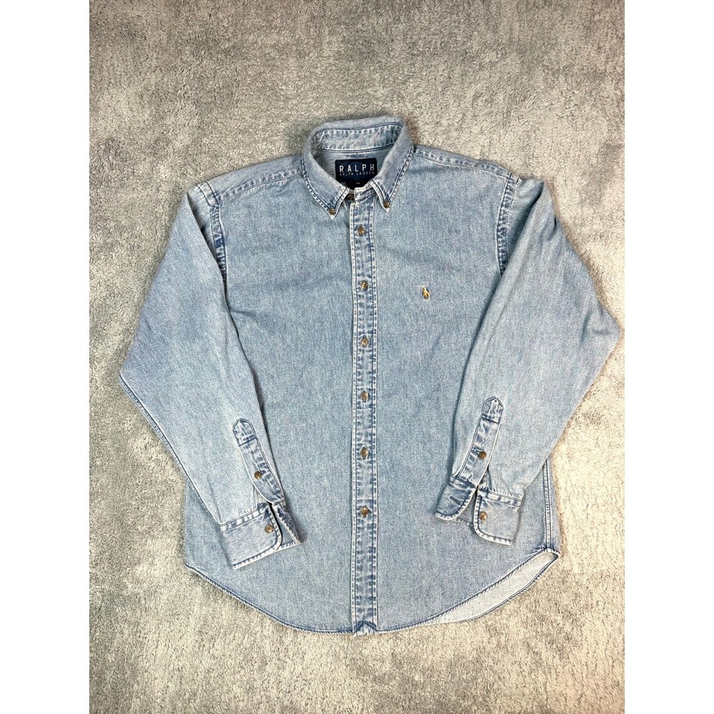 Ralph Lauren Double RL Light Blue Denim Long Sleeve Button-Up Shirt
